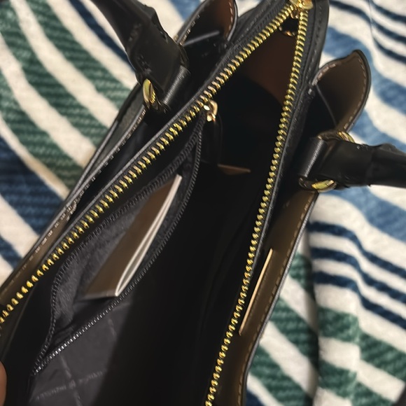 Michael Kors Reed Small Two-Tone Pebbled Leather Belted Satchel - Picture 2 of 5